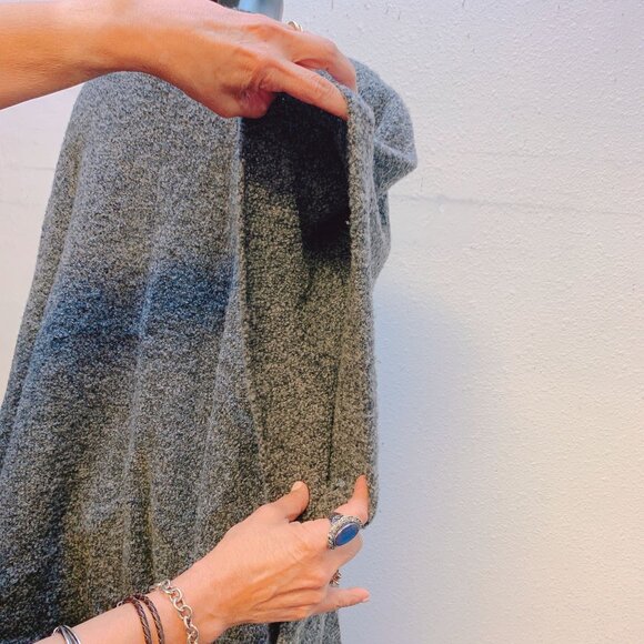 Eskandar Gray Wool Blend Poncho Cardigan OS - Picture 5 of 9